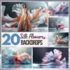 20 Background kỹ thuật số hoa vải tung bay chụp trong studio