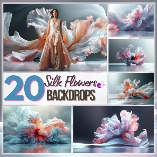 20 Background kỹ thuật số hoa vải tung bay chụp trong studio