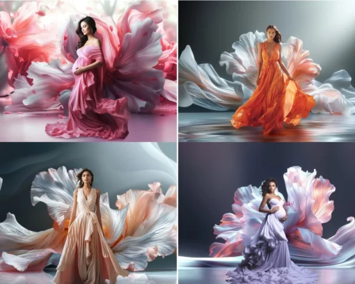 20 Background kỹ thuật số hoa vải tung bay chụp trong studio 2