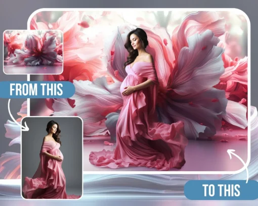20 Background kỹ thuật số hoa vải tung bay chụp trong studio 5