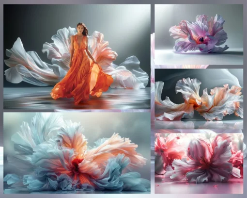 20 Background kỹ thuật số hoa vải tung bay chụp trong studio 6