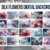 20 Background kỹ thuật số hoa vải tung bay chụp trong studio 7