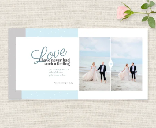 Mẫu album cưới photobook màu xanh nhạt sang trọng