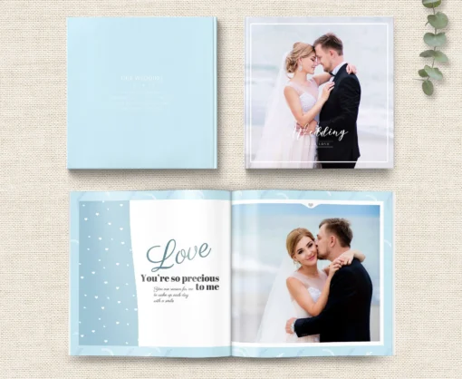 Mẫu album cưới photobook màu xanh nhạt sang trọng 4