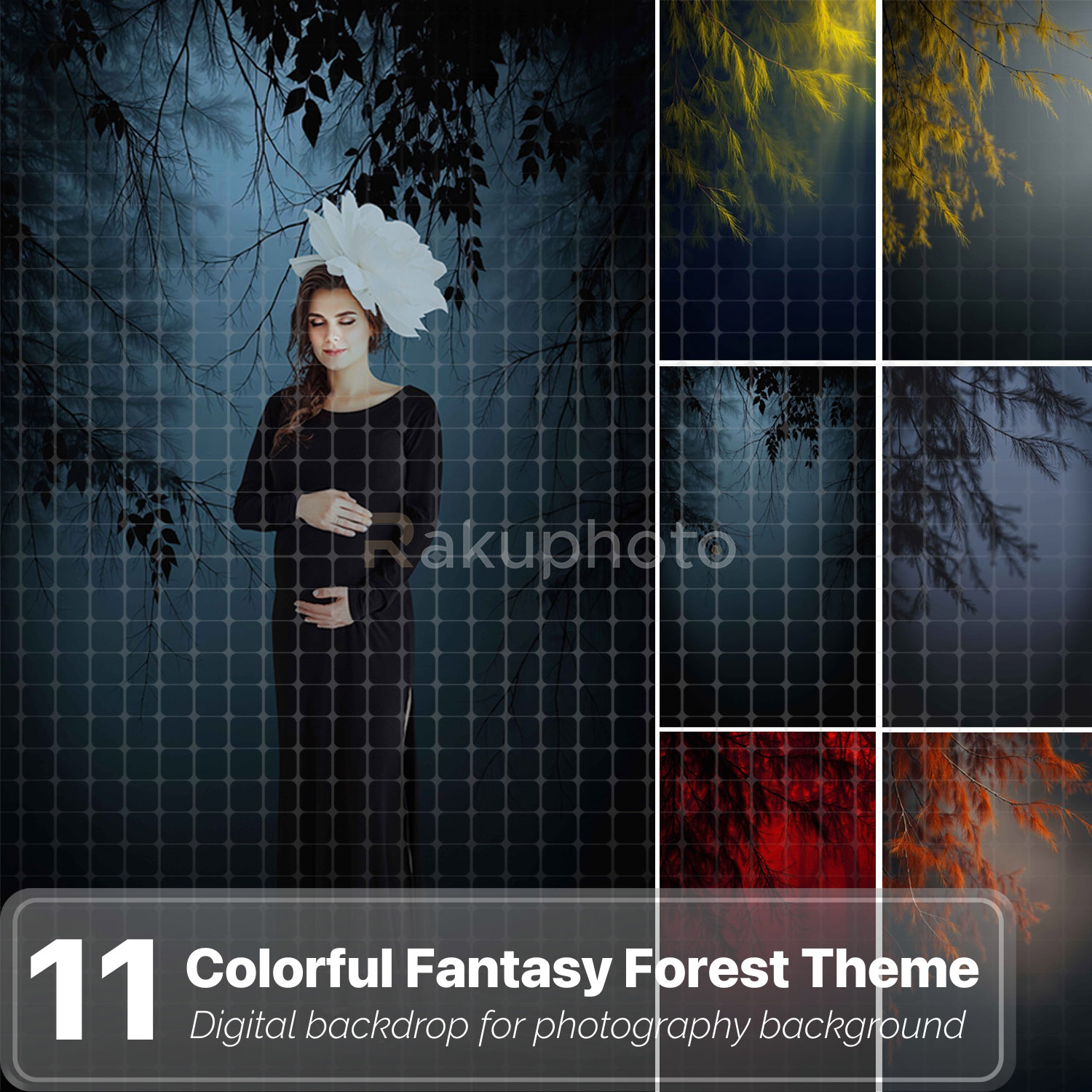 Digital backdrop for photography background – Colorful Fantasy Forest Theme